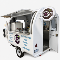 Petite remorque alimentaire galvanisée, chariot mobile pour smoothies avec fenêtre de service pour jus d'açai, desserts, collations, restauration en plein air