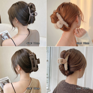 Elegancia francesa horquilla Otoño e Invierno disco de felpa clip de tiburón clip de agarre grande accesorios para el cabello horquilla Premium al por mayor - Product Image 2