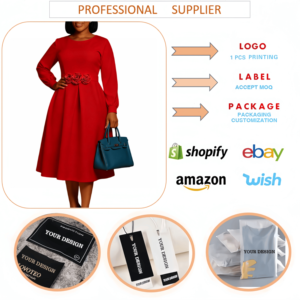 D602 Abiti Moda Autunno Inverno per Donne Casual con Collo Tondo Manica Lunga Decorazione Floreale 3D Abito Africano per <span class=keywords><strong>Abbigliamento</strong></span> Femminile - Product Image 6