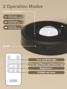 Éclairage LED <span class=keywords><strong>sans</strong></span> <span class=keywords><strong>fil</strong></span> moderne à capteur pour <span class=keywords><strong>sous</strong></span>-meuble, écologique, haute luminosité, intensité réglable, télécommande, éclairage de cuisine et de placard - Product Image 2