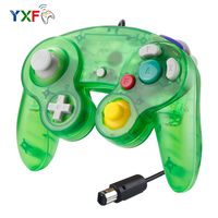 Manette de jeu filaire transparente avec moteur de vibration et point unique pour GameCube NGC Joystick