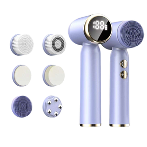 แปรงทำความสะอาดผิวหน้าแบบหมุนได้ ซิลิโคน IPX7 ชาร์จด้วย USB พร้อมไฟ LED สำหรับทำความสะอาดรูขุมขน อุปกรณ์ดูแลผิว - Product Image 1