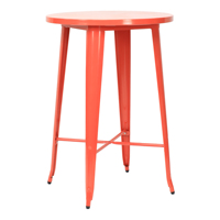 Ensemble de table et chaises de bar rondes en métal rouge pour extérieur, mobilier de bistrot commercial, tabourets hauts pour patio