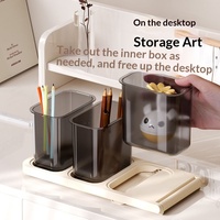Fabricant de produits en plastique, vente en gros, porte-stylos incliné grande capacité, organiseur de bureau pour étudiants, rangement pour pinceaux de maquillage et papeterie