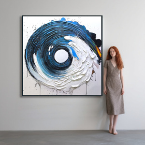 Arte Original 100% Hecho a Mano, Venta Especial, Pintura al Óleo Abstracta Moderna en Azul y Blanco con Textura sobre Lienzo, Decoración de Pared de Tamaño Personalizado - Product Image 3