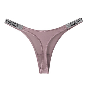 1047T Culotte string de fitness pour femme, style européen et américain, <span class=keywords><strong>sexy</strong></span>, en tricot uni, anti-bactérienne, fine, taille haute, à découpe latérale - Product Image 4