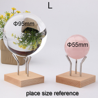 Nouveau support pliable en métal et bois au design moderne pour présentoir de cristaux 6,5x6,5 – Support pour boules de pierres précieuses et minéraux