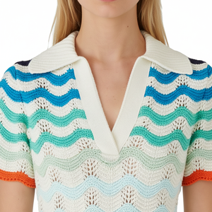 Robe courte à manches courtes tendance, style sexy, tendance, à effet <span class=keywords><strong>dégradé</strong></span>, ajustée, relevée aux hanches, ODM, mini robe en crochet pour femmes - Product Image 2