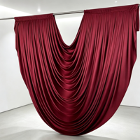 Voilage baroque noir et rouge sur mesure, préfabriqué, avec passe-tringe évidé pour décoration et fournitures d'événements de mariage
