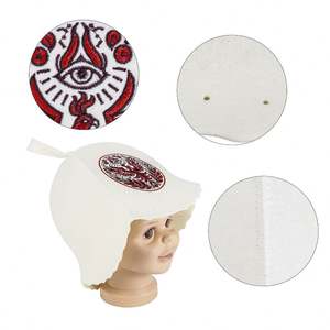 Chapeau de sauna unisexe amusant personnalisé avec logo et image DIY 100% laine pour sauna - Product Image 4