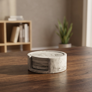 Trendy Handmade Round <b>Marble</b> <b>Coasters</b> Premium Stone Design Drink <b>Coaster</b> Set for Coffee Mugs Dining Table Kitchen and Living - Product Image 1