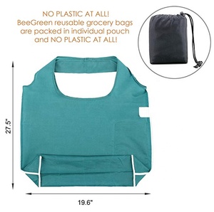 Reusable Foldable <strong>Nylon</strong> <strong>Tote</strong> Shopping Bag Washable Durable Grocery Bag with Magic Tape - Product Image 3