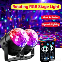 Projecteur LED RGB Rotatif pour Scène, Lumière Disco, Boule DJ, Stroboscope, Contrôle Sonore, Effet Magique, Cadeau de Noël, Lampe Laser pour Fête, Club, Spectacle