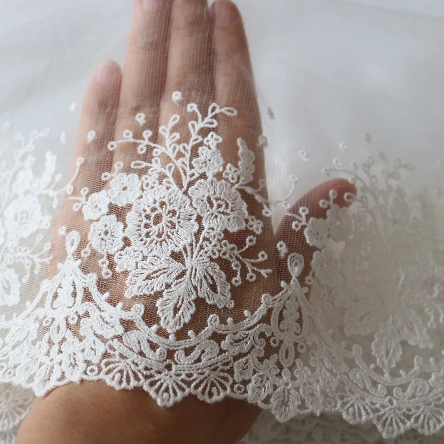 Simplee — tissu en fil de coton, broderie pour vêtements, rétro dentelle à fleurs douce, garnitures et rubans, accessoires de couture artisanaux, bricolage