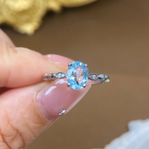 Anello di Lusso in <span class=keywords><strong>Acquamarina</strong></span> Naturale, Argento Sterling 925, Gemma per Donna, Vendita all'Ingrosso - Product Image 1