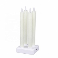 Ensemble de 4 bougies LED chauffe-plat en cire de paraffine ivoire, télécommandées, scintillantes, rechargeables par USB, pour la décoration intérieure