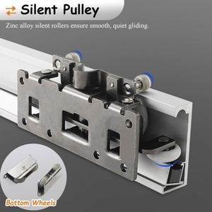 ชุดรางประตูบานเลื่อนครัว WEKIS รุ่นขายดี สำหรับประตูแบบซ่อน ฮาร์ดแวร์อลูมิเนียมอัลลอยสีดำ กันเสียง - Product Image 3