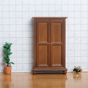 Nueva casa de muñecas Diy 1:12 artesanías de madera en miniatura 1:12 dormitorio doble puerta armario muebles adornos estilo Diy juguete - Product Image 2