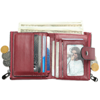 MARRANT dompet kulit asli pria, krant RFID lipat dua, kantung koin rantai
