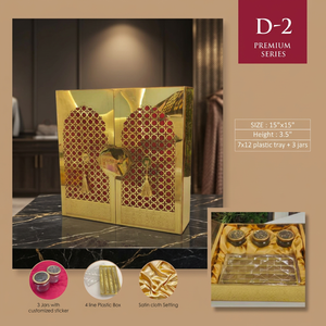 Cajas de regalo hechas a mano, caja de regalo premium de 15x15 pulgadas con 3 frascos, bandeja de plástico, forro de tela satinada, diseño tradicional - Product Image 1