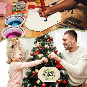 Tranches de bois vierges irrégulières non finies pour loisirs créatifs, peinture, écriture, décorations d'intérieur, fournitures de décoration de Noël - Product Image 1