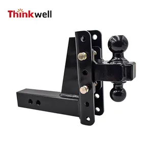 Drop 6 2-Inch Heavy Duty Truck Trailer Hitch Ball Mount Acero al carbono con pasadores dobles Nuevo Tipo de soldadura ajustable Acabado pintado