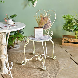 INNOVA Home Modern European Style White <b>Metal</b> Wood Dining <b>Chair</b> Unique Floral Design Apartment Ash Wood Eco Friendly - Product Image 3