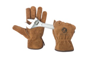 Guantes de seguridad para conductores de invierno antiarañazos certificados EN420/EN388 de cuero dividido de vaca marrón para trabajar - Product Image 2