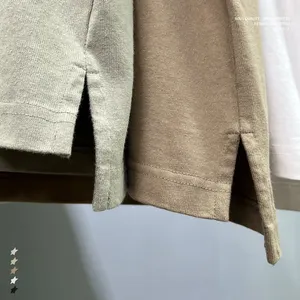 HIC 310G Jersey informal de manga corta para hombre 100% algodón hombro pesado suelta solapa Slit Polo camiseta