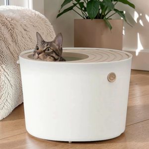 Bac à litière pour chats de 20 L, blanc, pour chats de tous âges, en PP et ABS, durable, facile à nettoyer, grande capacité, sans poussière, contrôle des odeurs - Product Image 3