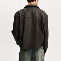 Blouson d'aviateur en cuir vintage à fermeture éclair vierge imperméable personnalisé pour hommes