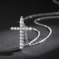 Offre Spéciale à la mode croix pendentif collier pour femmes autrichien cubique zircone pierre lien chaîne pour cadeaux bijoux