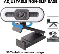 Portable 1080P 2K 4K Webcam PC Portable Auto Focus Webcam Live Streaming Flexible avec Microphone Diffusion en direct avec lumière