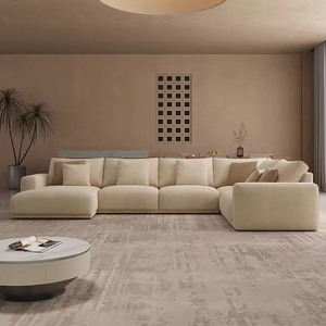 Meubles de salon de haute qualité, canapé modulaire beige, combinaison moderne de luxe en forme de L, ensemble de canapés sectionnels avec rembourrage en éponge - Product Image 2
