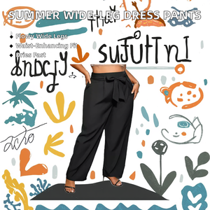 Pantalones de vestir de verano para mujer, estilo europeo-americano, nuevos, informales para el trabajo, rectos, tallas grandes, con cremallera, lisos teñidos. - Product Image 2