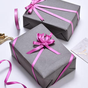 خصم كبير من المصنع شريط ساتان 1/4 بوصة من البوليستر اللين مزدوج الوجه فاخر بلون وردي وأحمر - Product Image 3