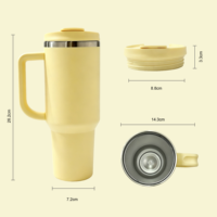 Gobelet isotherme en acier inoxydable 40 oz avec poignée, couvercle à clapet et paille, sans BPA, pour boissons chaudes et froides, idéal pour la voiture et les voyages