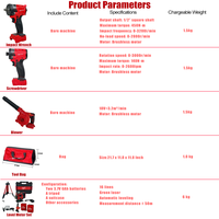 Kit combiné sans fil sans balais Milw Series 18V Lithium-Ion avec batteries 5.0 Ah, chargeur, sacs à outils (personnalisation possible)