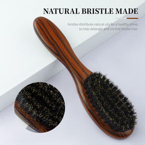 Brosse à raser incurvée à 360° <span class=keywords><strong>en</strong></span> poils de sanglier, vente <span class=keywords><strong>en</strong></span> gros, brosse à cheveux <span class=keywords><strong>en</strong></span> <span class=keywords><strong>bois</strong></span> à dos lisse, très vendue, pour hommes/femmes, coiffure élégante sans frisottis - Product Image 5