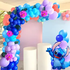123 Stück Lilo und Stich ballons Dekoration Garland Arch Kit enthalten blaue und hellviolette Luftballons, Stich folie Mylar Luftballons