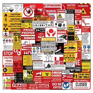75Pcs New Warning Sign Sicherheits etikett Graffiti Aufkleber für Helm Auto Vinyl Vorsicht Aufkleber - Product Image 1