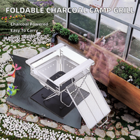 Barbecue au charbon de bois pliable en acier inoxydable portable et détachable pour le camping