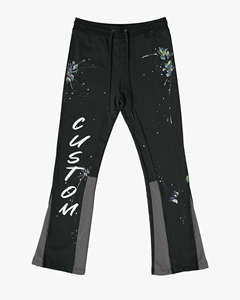 Jogging en coton personnalisé avec logo OEM, pantalon de survêtement évasé professionnel pour hommes avec poches, pantalon en coton délavé à l'acide - Product Image 3