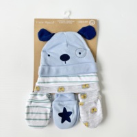Conjunto de Gorro y Manoplas para Bebé Recién Nacido, Disponible para Envío Inmediato, para Niños y Niñas de 0 a 6 Meses, 100% Algodón