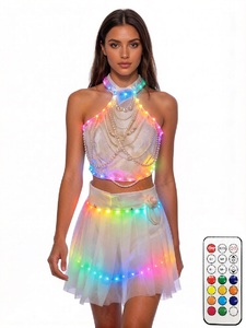 Chaleco de <span class=keywords><strong>lentejuelas</strong></span> con luz LED para mujer, chaqueta ajustada brillante, cárdigan con brillo, tops brillantes para fiesta disco vaquera - Product Image 1