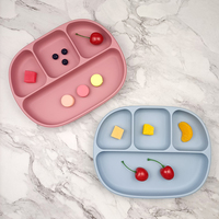 Plaque en silicone pour bébé sans BPA de conception OEM Plato à fond ventouse avec couvercle plat LogoKids personnalisé