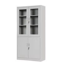 Meuble de rangement moderne en acier avec porte vitrée réglable et verrouillable, organisateur de documents transparent pour bureau et entrepôt