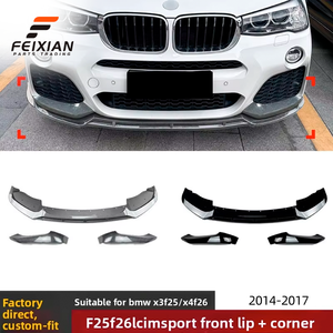 Kit Spoiler Anteriore e Protezioni Angolari per BMW <span class=keywords><strong>X3</strong></span> <span class=keywords><strong>F25</strong></span> X4 F26 LCI Sport 2014-2017, Finitura in Fibra di Carbonio Nero Lucido - Product Image 1