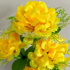 Venta al por mayor barato 5-cabeza artificial Clavel flor ramo de seda funeraria plantas decorativas - Product Image 5