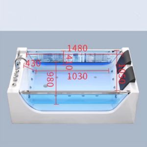 Bañera de masaje para parejas de 2 personas para interiores de lujo, bañera Jaccze acrílica con luces LED de burbujas de colores - Product Image 6